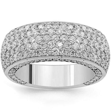 18K White Gold Mens Diamond Wedding Band 5.50 Ctw